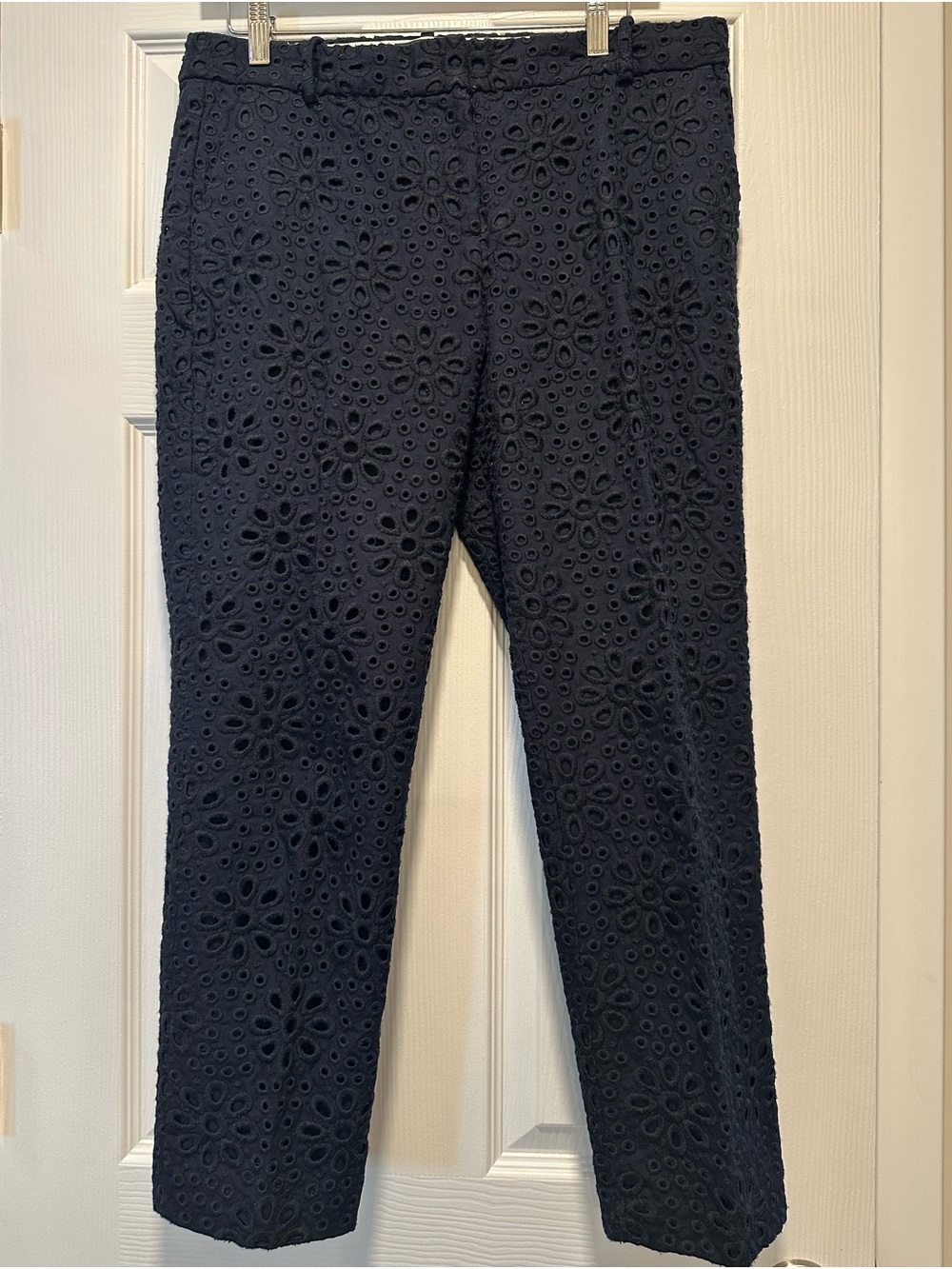 JCrew Navy daisy Eyelet Cropped Pants.